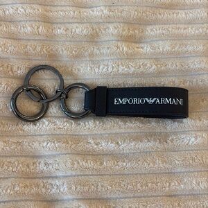 New Emporio Armani Black Keychain Keyring Key Chain Ring